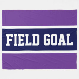 FIELD GOAL Royal Purple White Navy Blue Stripes Fleece Deken