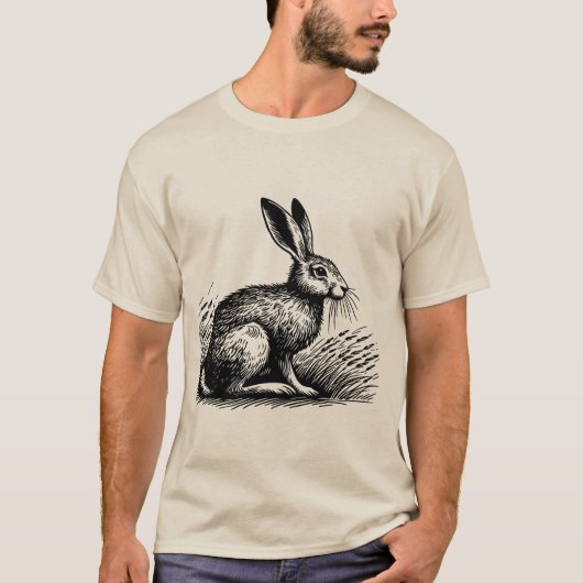 Field Hare – Rustic Rabbit T-Shirt Design (Voorkant)