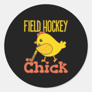 Field Hockey Chick Speler Vrouwen Meisjes Ronde Sticker