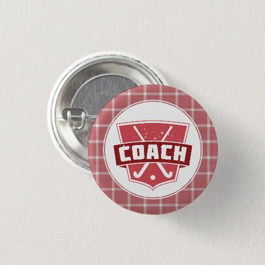 Field Hockey Coach Pin Badge Ronde Button 3,2 Cm (Voorkant /achterkant)