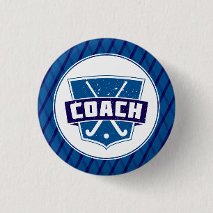 Field Hockey Coach Pin Badge Ronde Button 3,2 Cm