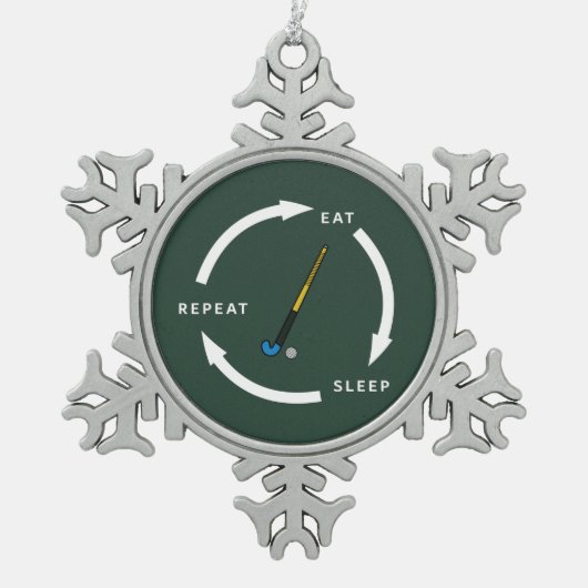 Field Hockey Eat Sleep Snel Sporen Fan Gezegde her Tin Sneeuwvlok Ornament (Voorkant)
