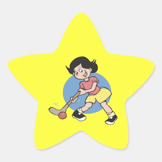 Field Hockey Girl Player Ster Sticker (Voorkant)