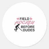 Field Hockey Girl Ronde Sticker (Voorkant)