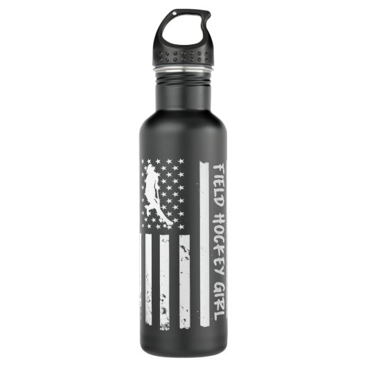 Field Hockey Girl USA Flag Waterfles (Voorkant)