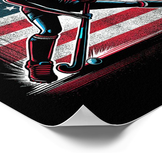 Field Hockey Girl Usa United States Of America Fla Poster (Hoek)