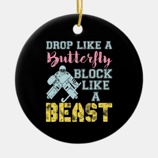 Field Hockey Goalie Block als een Beest Keramisch Ornament (Voorkant)