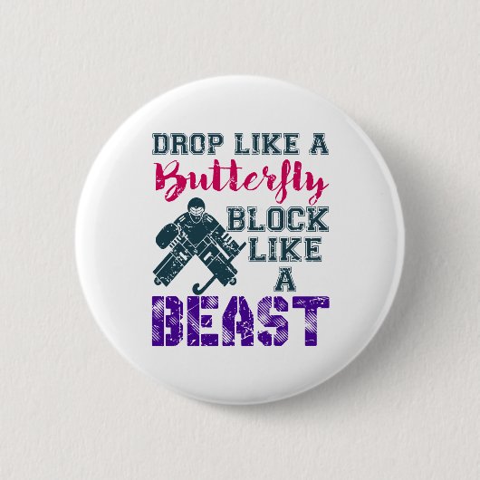Field Hockey Goalie Block als een beest Ronde Button 5,7 Cm (Voorkant)