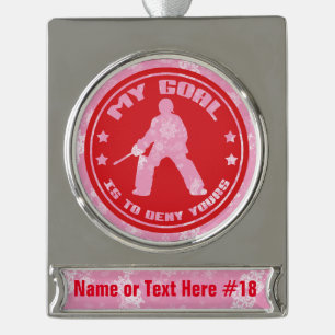 Field Hockey Goalie Custom Kerstmis Ornament Verzilverd Banner Ornament