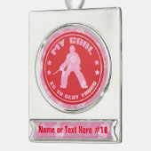 Field Hockey Goalie Custom Kerstmis Ornament Verzilverd Banner Ornament (Links)