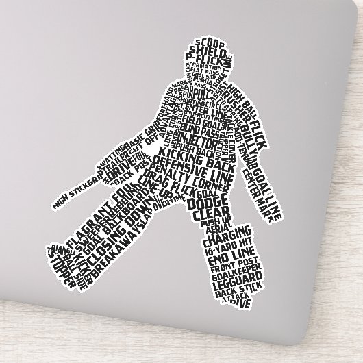 Field Hockey Goalie Word Art Sticker (Detail)