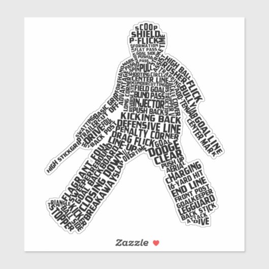 Field Hockey Goalie Word Art Sticker (Vel)