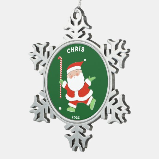 Field Hockey Holiday Cadeau Tin Sneeuwvlok Ornament (Rechts)