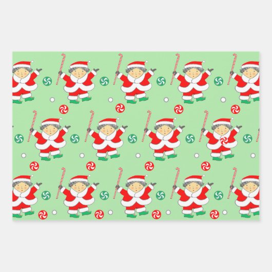 Field Hockey Holiday Gift Wrapping Paper (Voorkant)