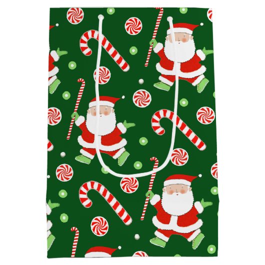 Field Hockey Kerst Vakantie Medium Gift Bag Medium Cadeauzakje (Achterkant)