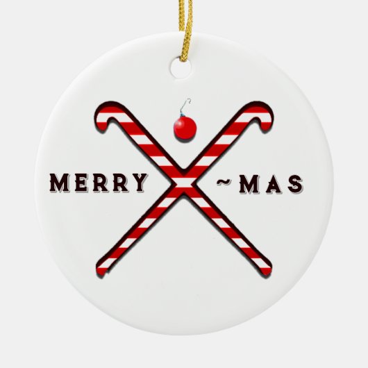 Field Hockey Kerstmis Keramisch Ornament (Voorkant)