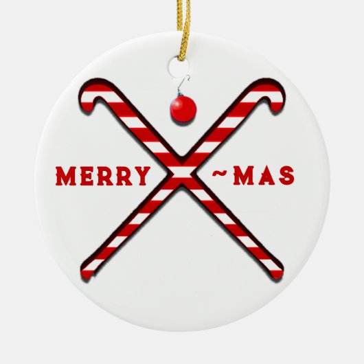 Field Hockey-kerstversiering Keramisch Ornament (Voorkant)