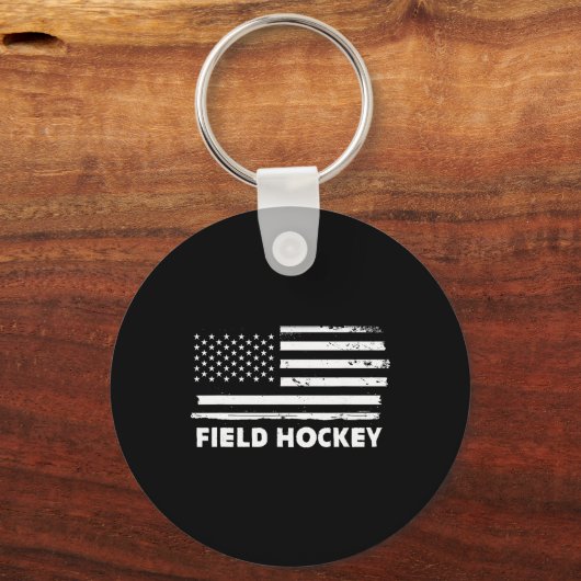 Field Hockey Life Usa Flag Patriotic Sports Design Sleutelhanger (Voorkant)