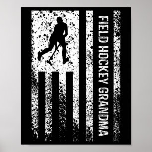 Field Hockey Oma Bedrukt Vintage Amerikaanse Vlag Poster