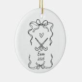  Field Hockey Ornament, Christmas Coquette  Keramisch Ornament (Rechts)