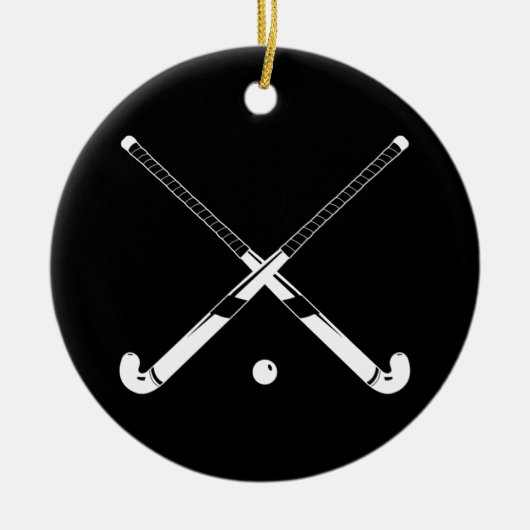 Field Hockey Ornament met naam Black (Voorkant)