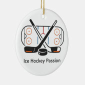 Field Hockey Ornament w/Name White (Rechts)