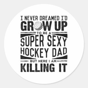 Field Hockey Papa T-shirt Mannen IJshockey Speler Ronde Sticker