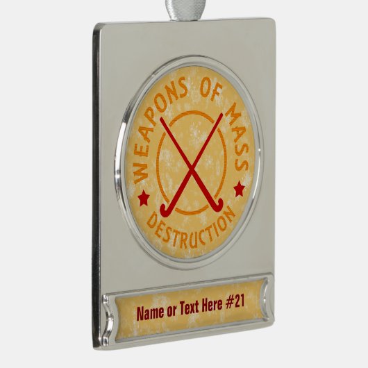 Field Hockey Personalized kerstversiering Verzilverd Banner Ornament (Rechts)