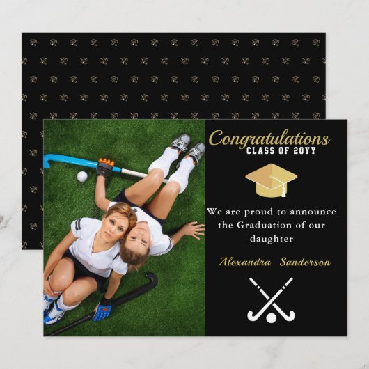 Field Hockey Photo afstuderen klasse 2022 Aankondiging (Voorkant / Achterkant)