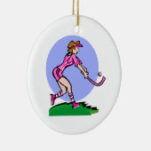 Field Hockey Pink Lady Keramisch Ornament (Rechts)