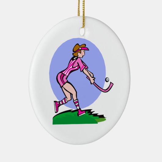 Field Hockey Pink Lady Keramisch Ornament (Rechts)