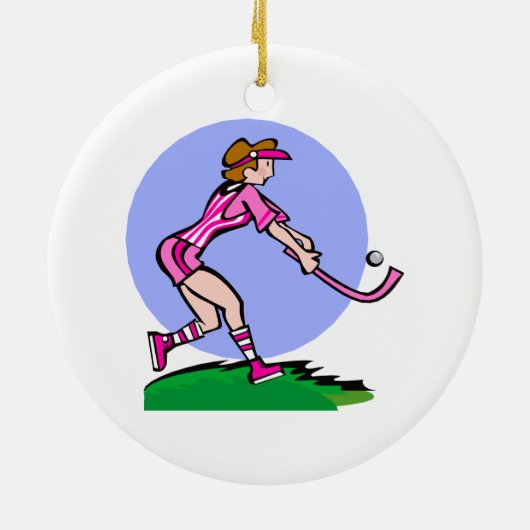 Field Hockey Pink Lady Keramisch Ornament (Achterkant)