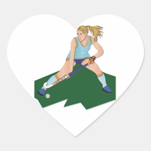 Field Hockey Player Hart Sticker (Voorkant)