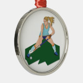 Field Hockey Player Metalen Ornament (Rechts)