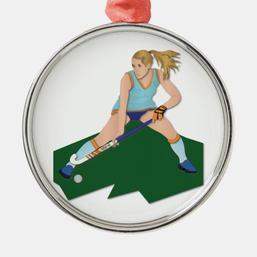 Field Hockey Player Metalen Ornament (Voorkant)