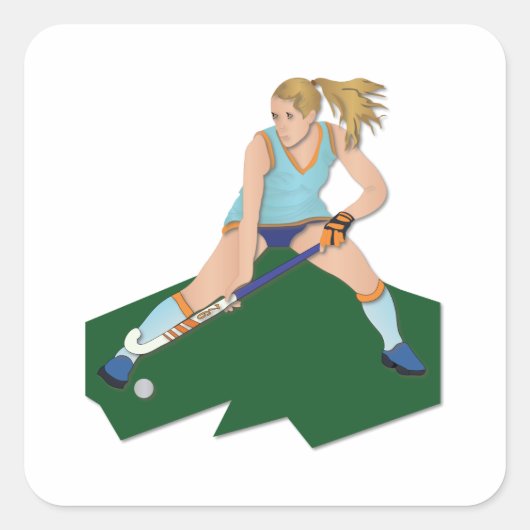 Field Hockey Player Vierkante Sticker (Voorkant)