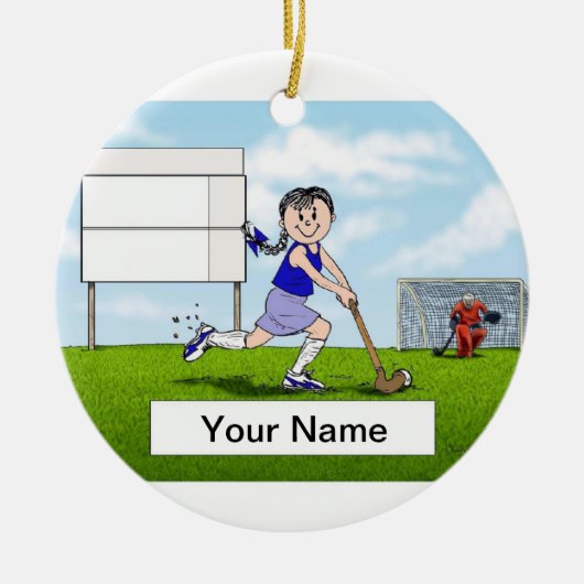 Field Hockey Player - Vrouw Keramisch Ornament (Voorkant)
