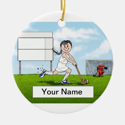 Field Hockey Player - Vrouw Keramisch Ornament (Voorkant)