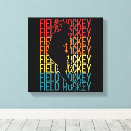 Field Hockey Retro Field Hockey Canvas Afdruk (Insitu (Houten vloer))