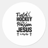 Field Hockey Ronde Sticker (Voorkant)
