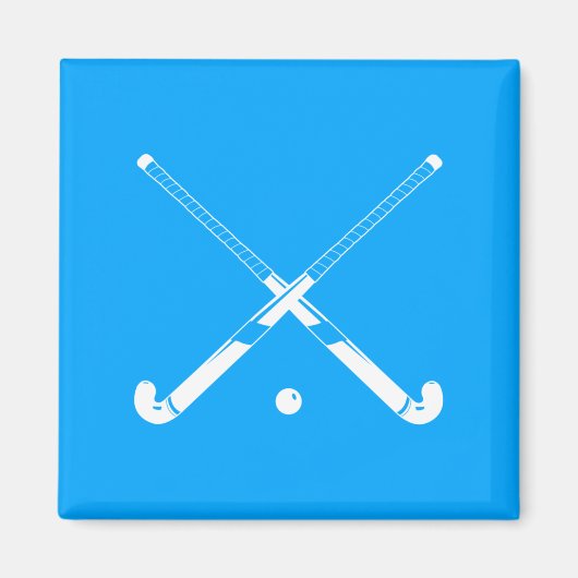 Field Hockey Silhouet Magnet Blauw (Voorkant)