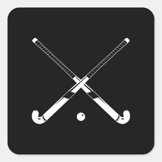 Field Hockey Silhouet Sticker Zwart (Voorkant)