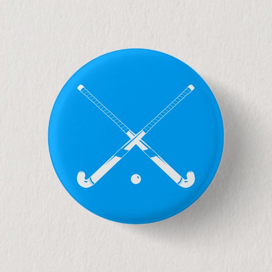 Field Hockey Silhouette Button Blue (Voorkant)