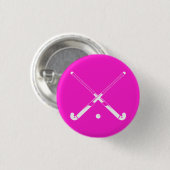 Field Hockey Silhouette Button Pink (Voorkant /achterkant)