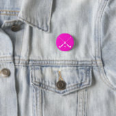 Field Hockey Silhouette Button Pink (In situ)