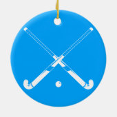Field Hockey Silhouette Ornament Blue (Achterkant)
