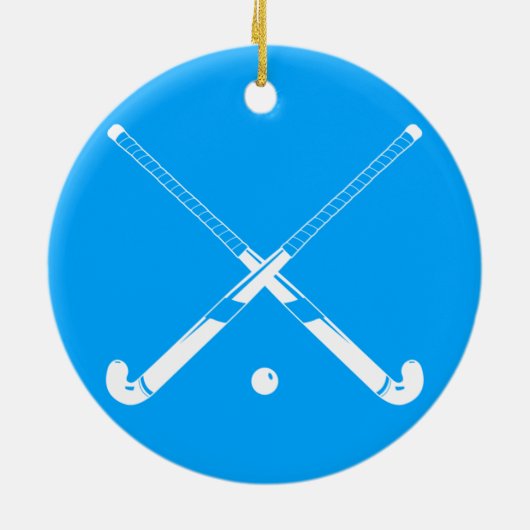 Field Hockey Silhouette Ornament Blue (Achterkant)