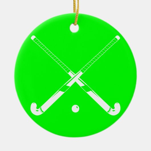 Field Hockey Silhouette Ornament Green (Voorkant)