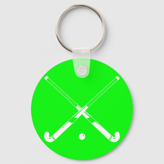 Field Hockey Silhouette Sleutelhanger Green (Voorkant)