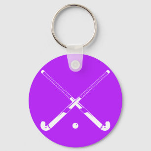 Field Hockey Silhouette Sleutelhanger Paars
